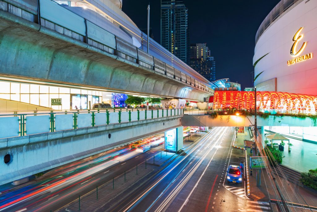 The Emporium Shopping Mall with Sky Walk linked to BTS Phrom Phong